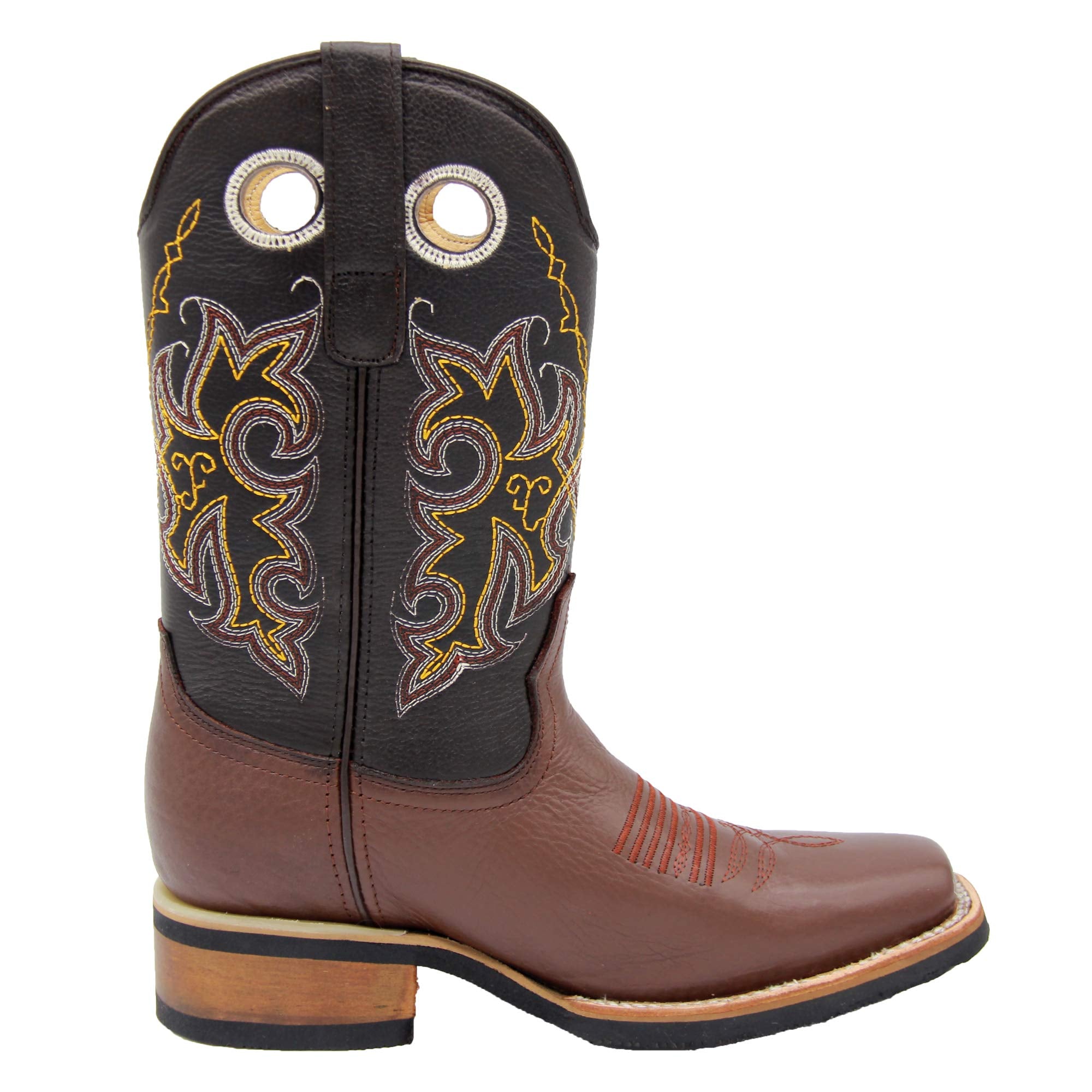 Mens Genuine Leather Cowboy Square Toe Rodeo Boots with Free Belt