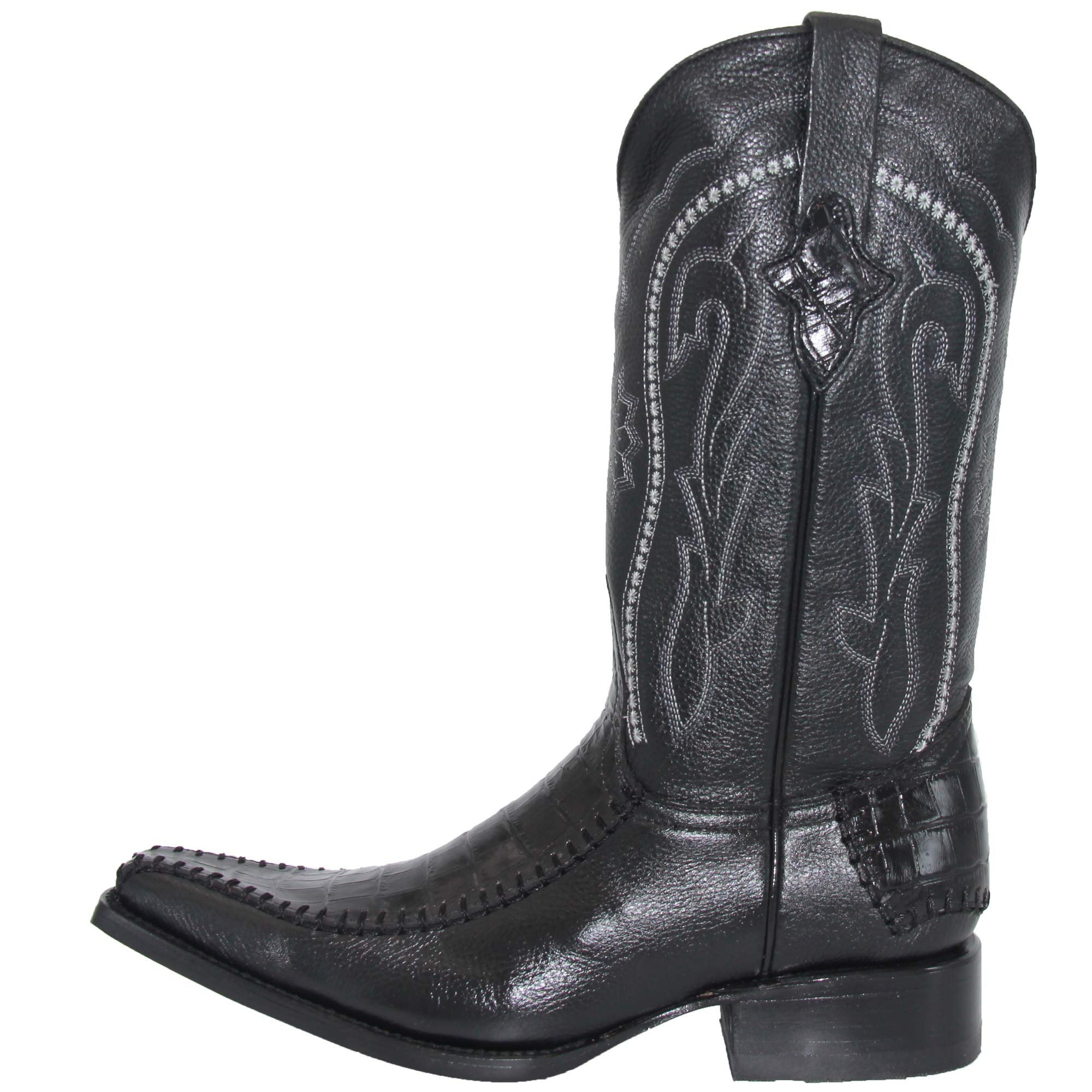 Men's Genuine Cowhide Leather Luxury Crocodile Alligator Print Cowboy Western Boot