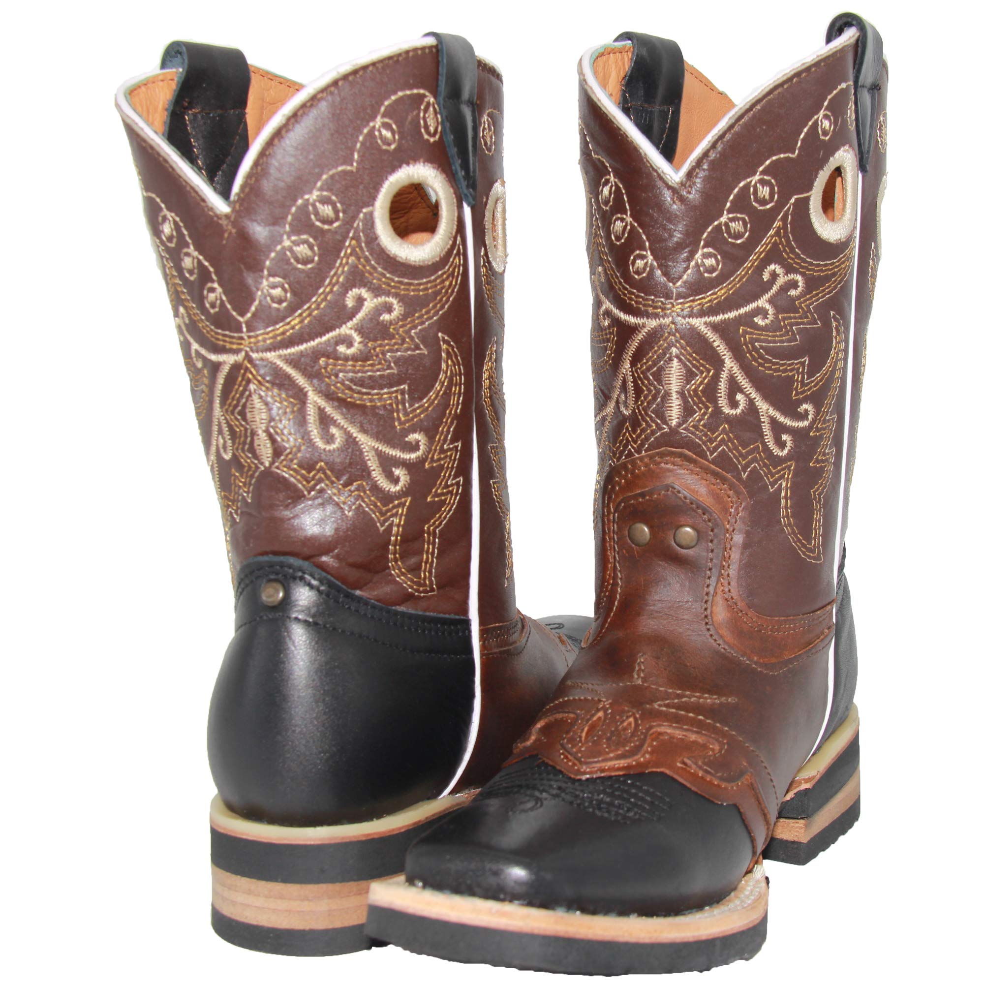 Kids Square Toe Studded Western Cowboy Boot