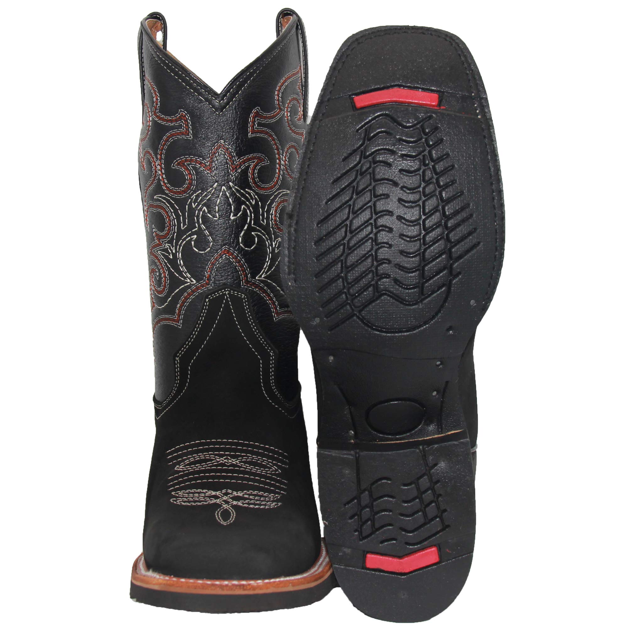 Men's Leather Cowboy Boot Square Toe Western Rodeo Boot