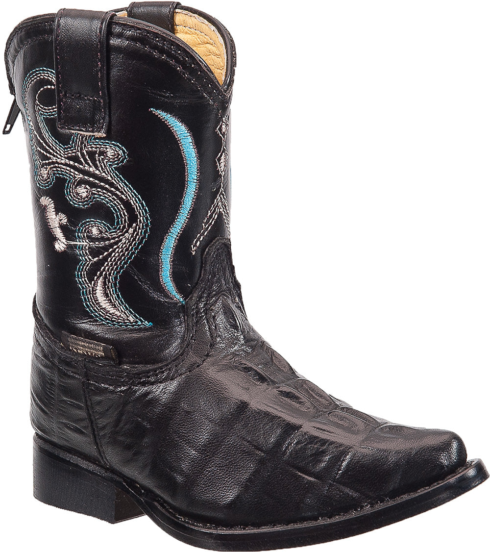 Kids Pointed Snip Toe Crocodile Print Boots