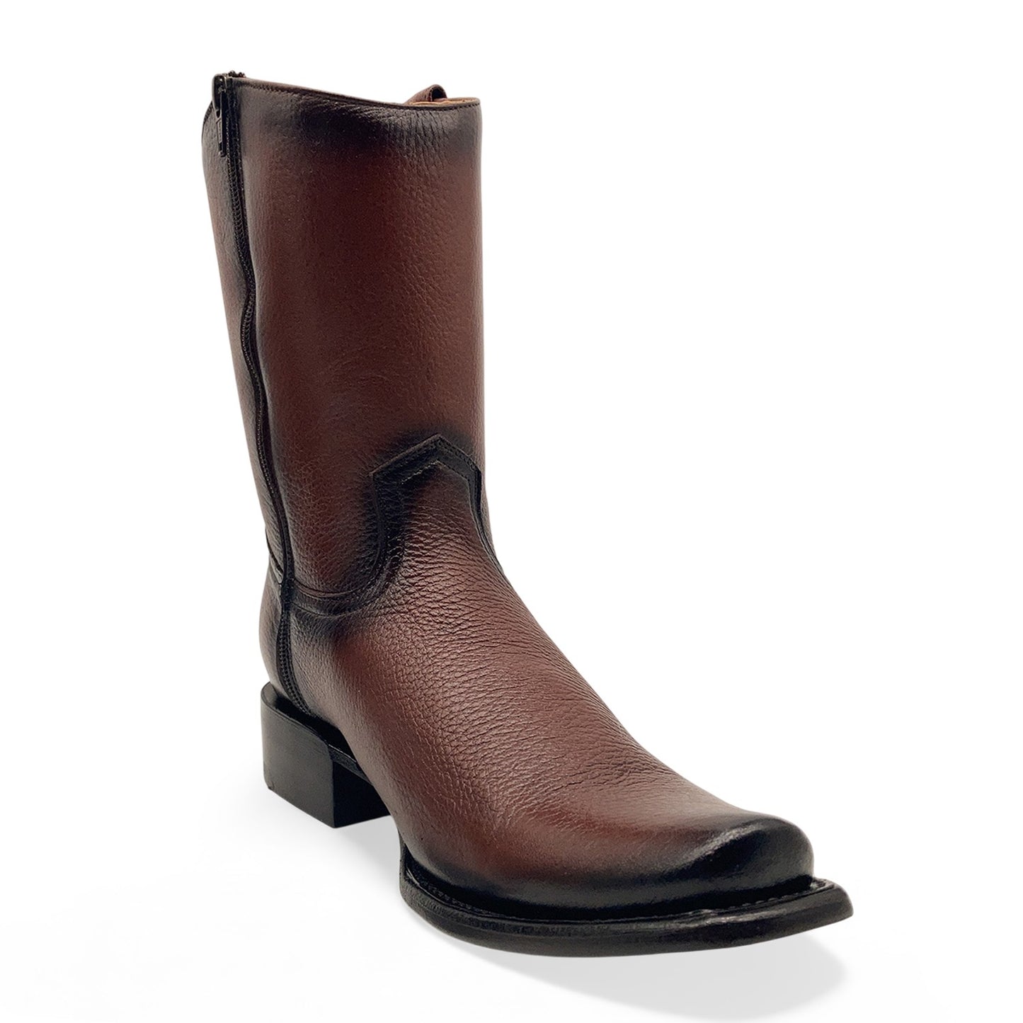 Men's Leather Midcalf Western Cowboy Boot Dubai Square Toe With Full Side Zipper