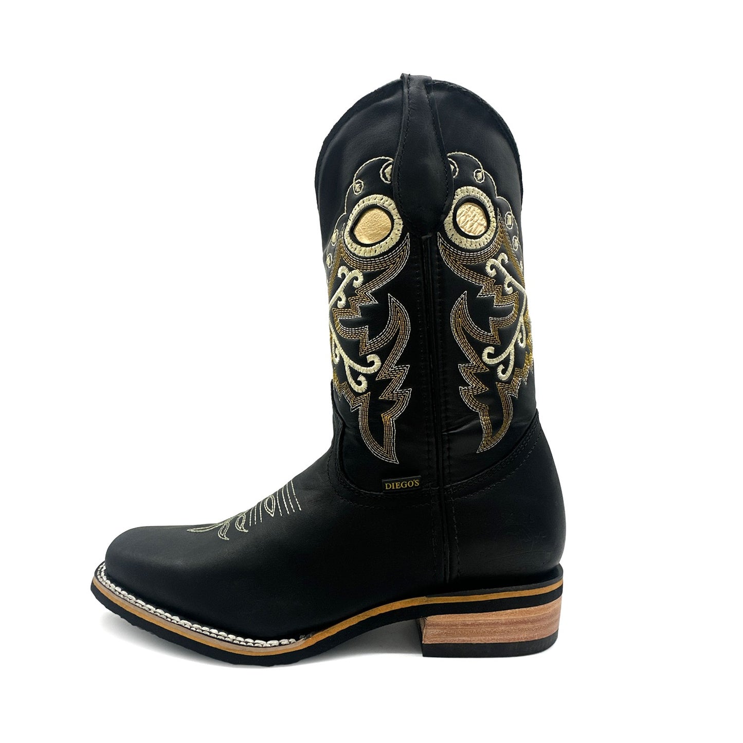 Men's Genuine Leather Cowboy Square Toe Western Rodeo Boots