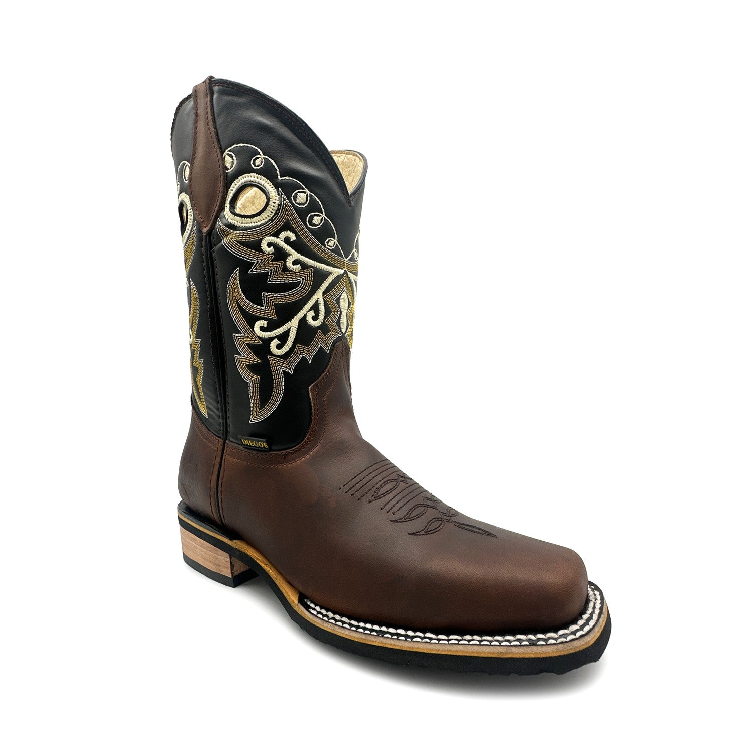 Men's Genuine Leather Cowboy Square Toe Western Rodeo Boots