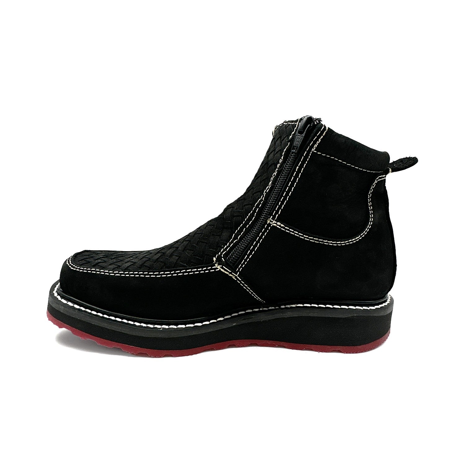 Men's Square Toe Leather Double Zipper Cowboy Petatillo Boot