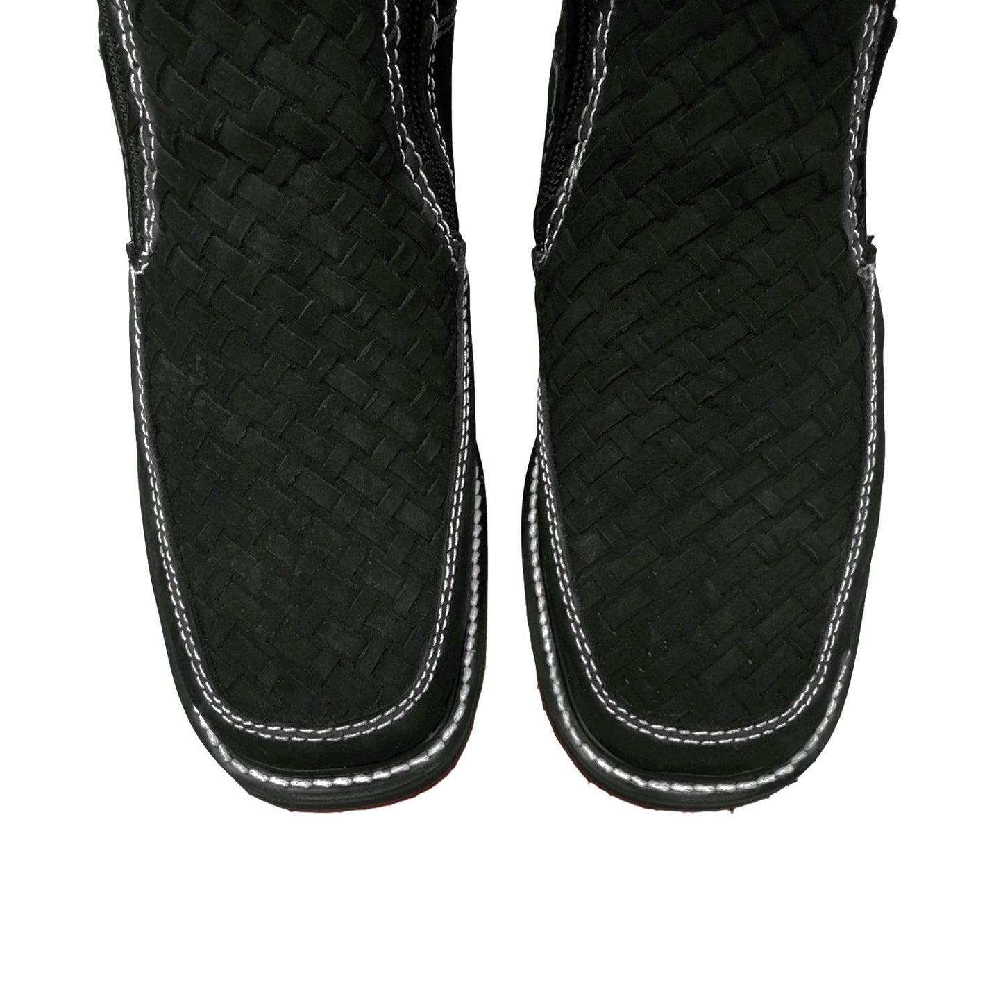 Men's Square Toe Leather Double Zipper Cowboy Petatillo Boot