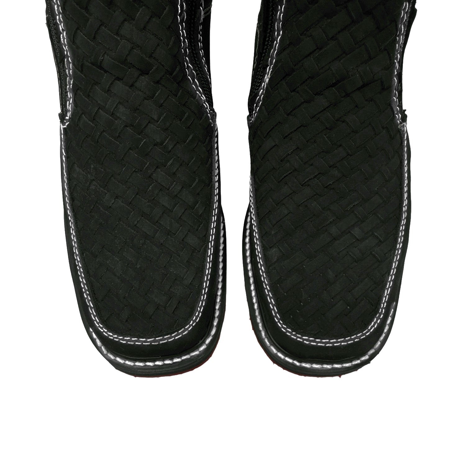 Men's Square Toe Leather Double Zipper Cowboy Petatillo Boot