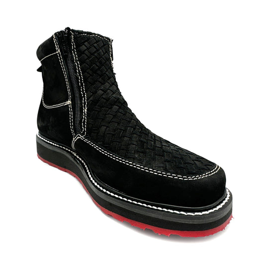 Men's Square Toe Leather Double Zipper Cowboy Petatillo Boot