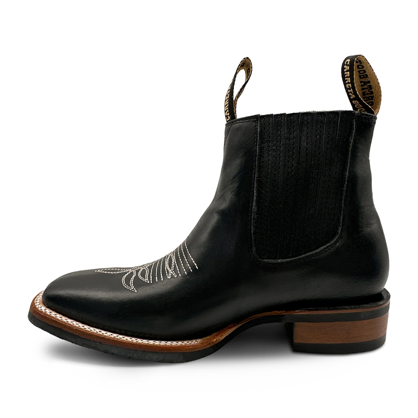 Men’s Genuine Leather Square Toe Short Ankle Cowboy Boot