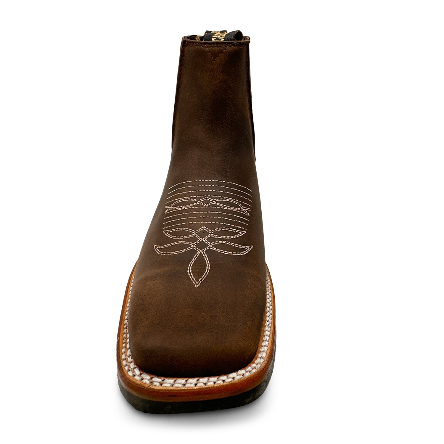 Men’s Genuine Leather Square Toe Short Ankle Cowboy Boot