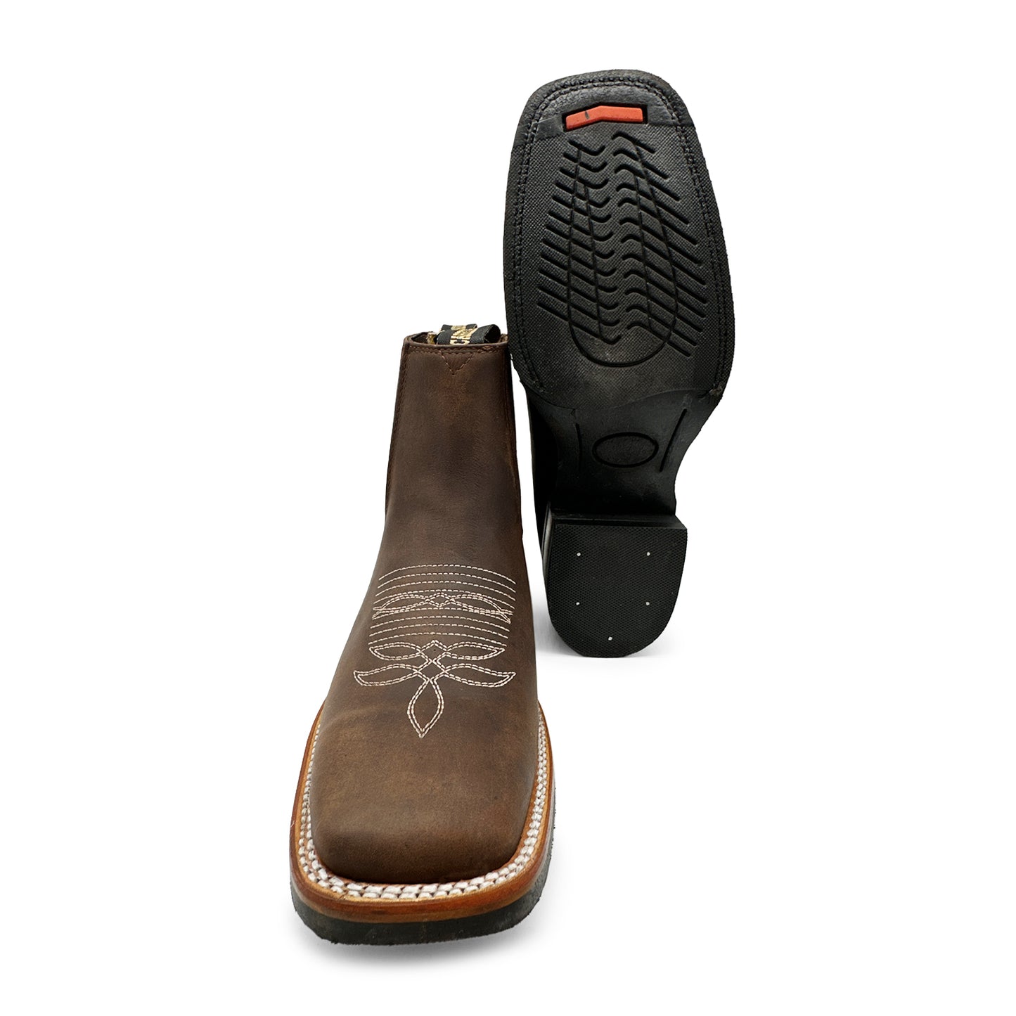 Men’s Genuine Leather Square Toe Short Ankle Cowboy Boot