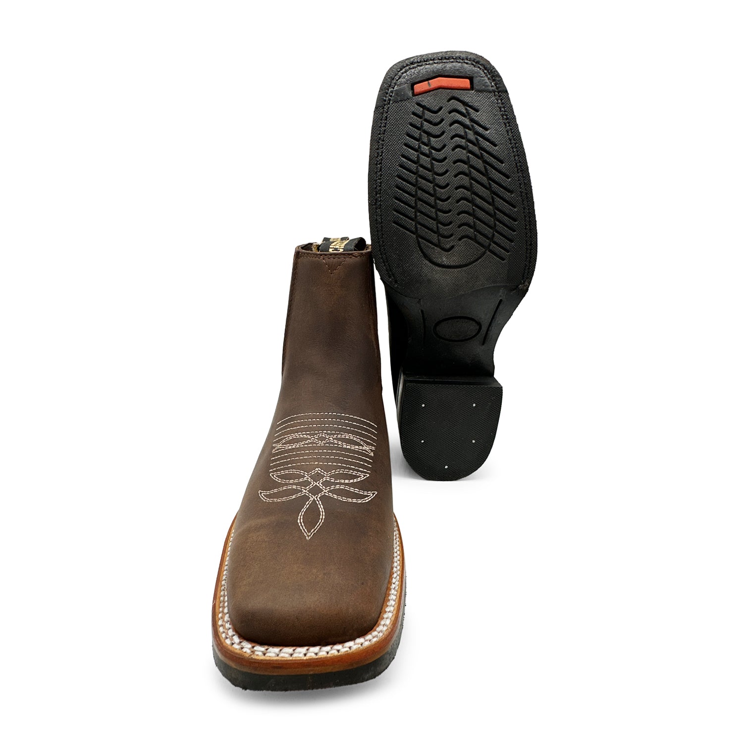 Men’s Genuine Leather Square Toe Short Ankle Cowboy Boot