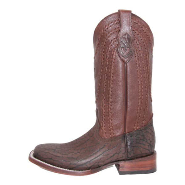 Men's Genuine Leather Exotic Square Toe Mid Calf Brown Cowboy Boot