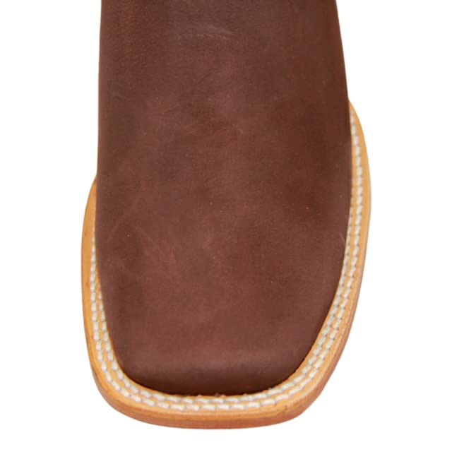 Men's Genuine Leather Square Toe Short Ankle Rodeo Cowboy Boot