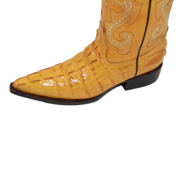 Men's Crocodile Alligator Print Leather Cowboy Western Boots Snip Toe