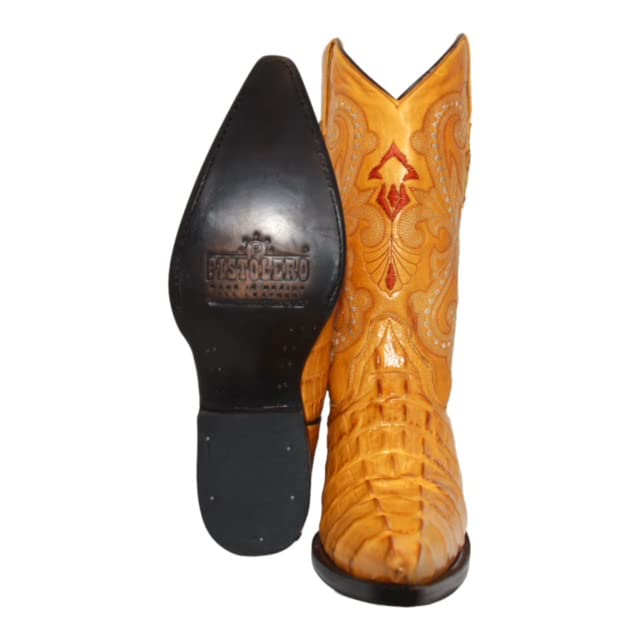 Mens Snip Toe Crocodile Alligator Print Cowboy Western Boot