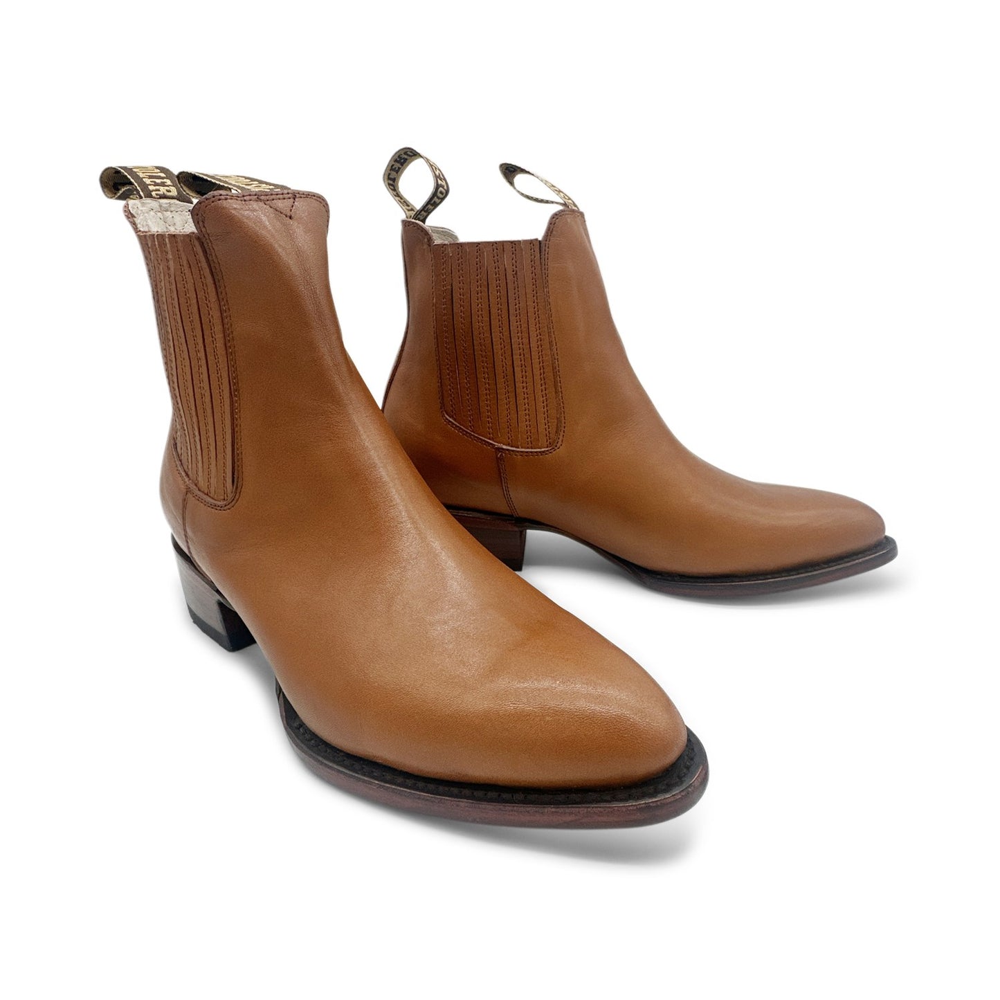 Men’s J Toe Leather Brown Ankle Cowboy Boot