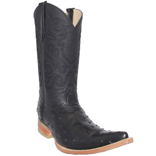 Men's Snip Toe Chihuahua Ostrich Print Cowboy Boot