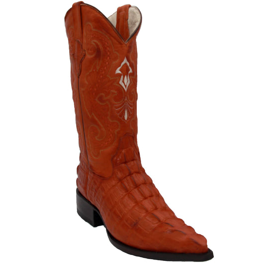 Men's Crocodile Alligator Print Leather Cowboy Western Boots Snip Toe