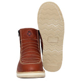 Men's Leather Double Zipper Slip Resistant Moc Toe Soft Toe Work Boot