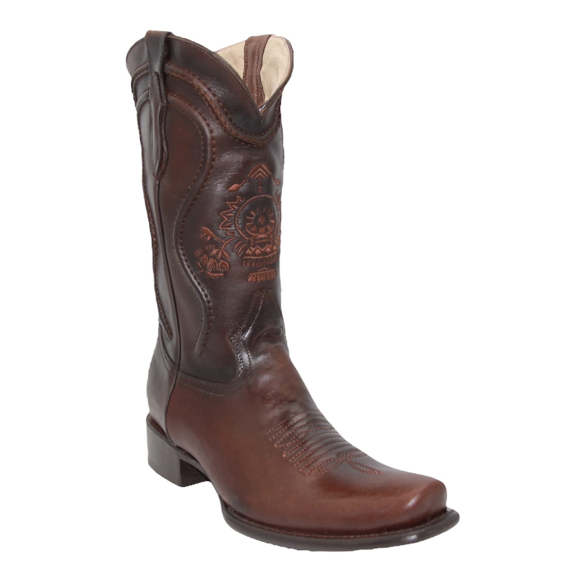 Men's Genuine Leather Dress Cowboy Boot Mid-Calf