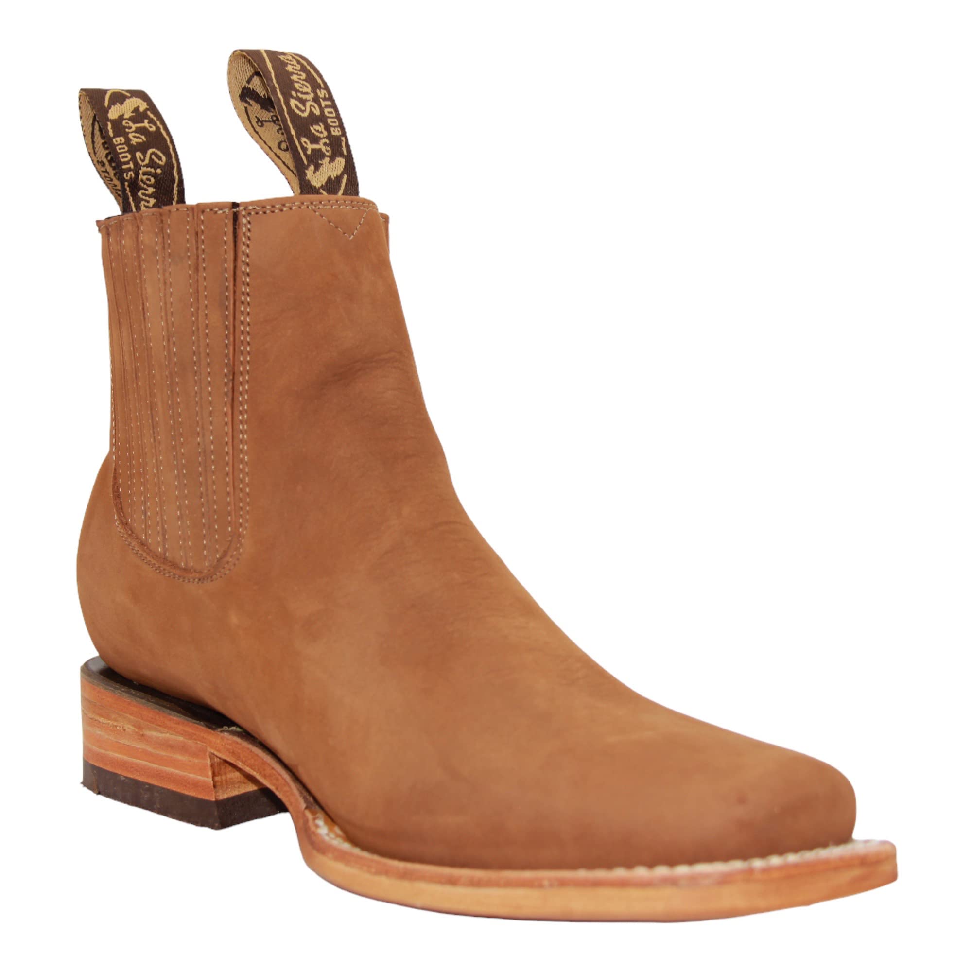 Men's Genuine Leather Square Toe Short Ankle Rodeo Cowboy Boot