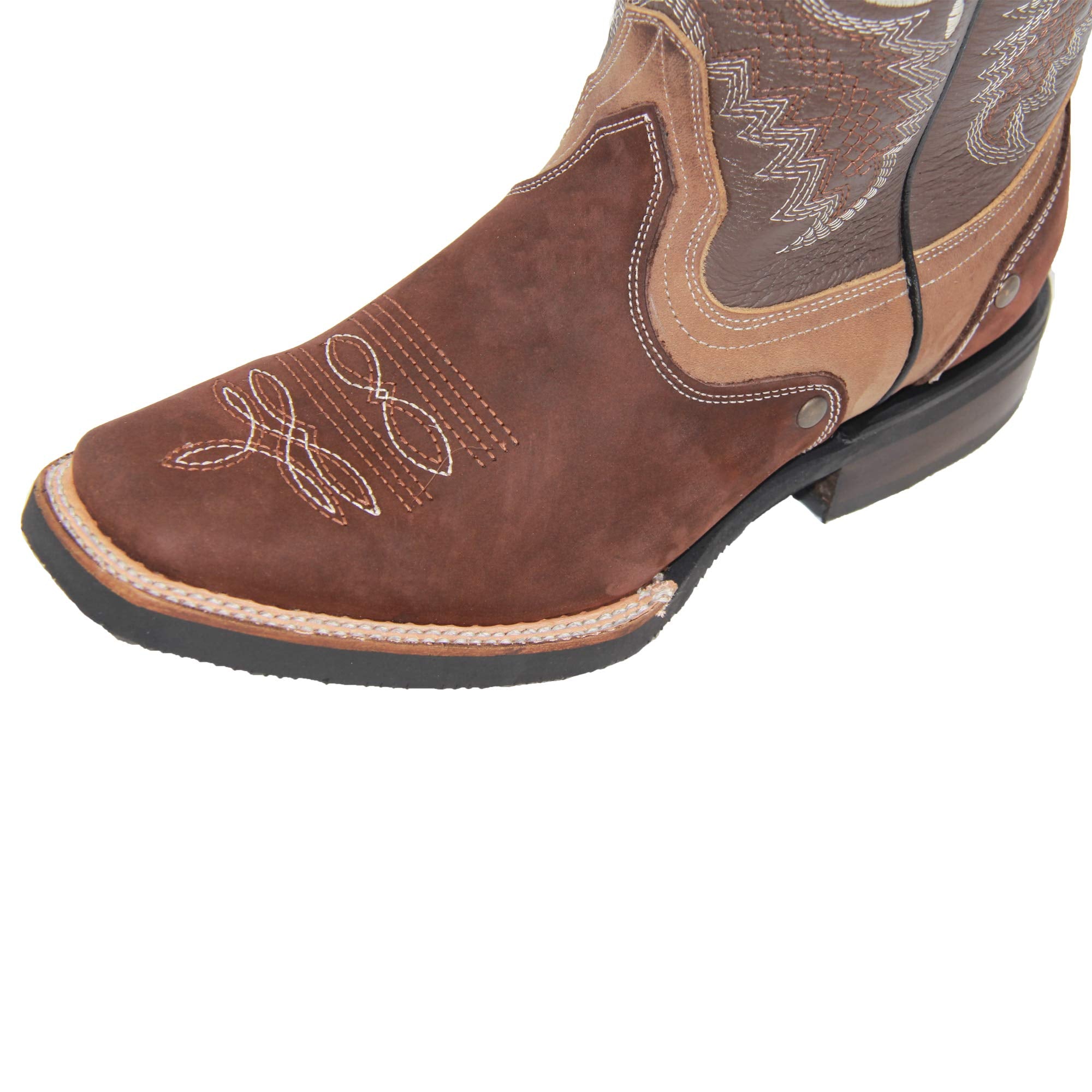 Men's Genuine Leather Square Toe Cowboy Rodeo Western Boots