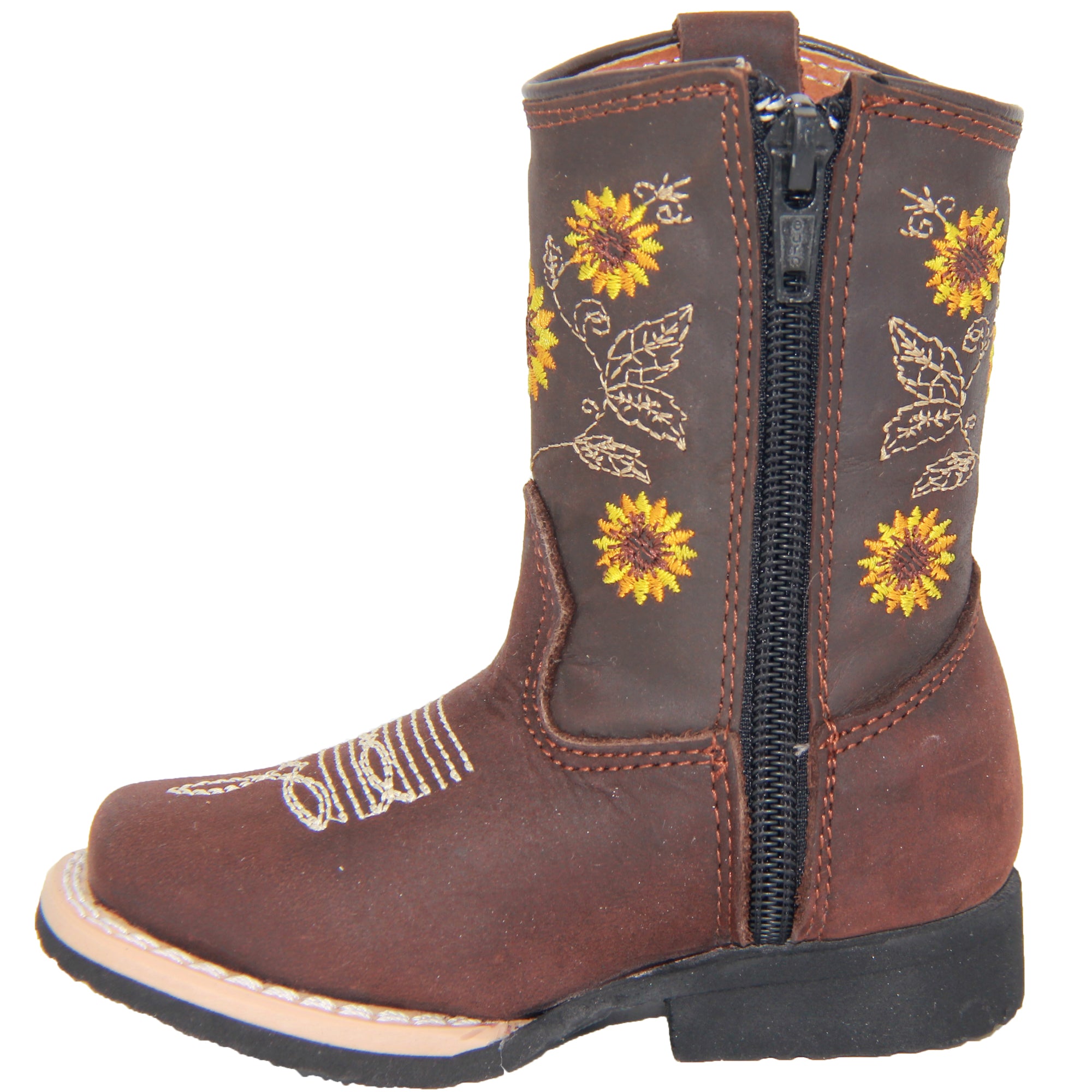 Infant Toddler Girls Western Boots Floral Sunflower Embroidered Cowgirl Cowboy Boot