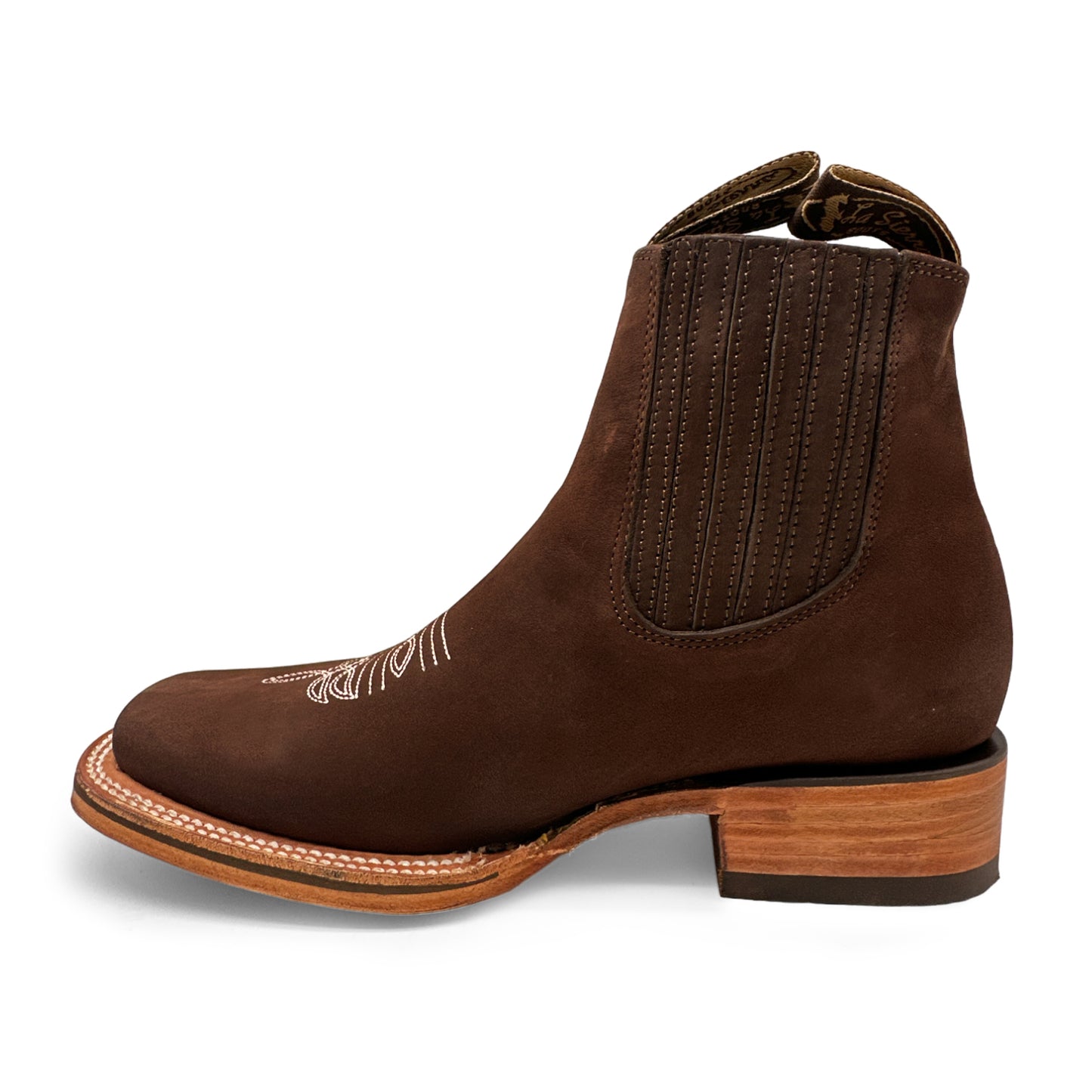 Men's Genuine Leather Square Toe Short Ankle Rodeo Cowboy Boot