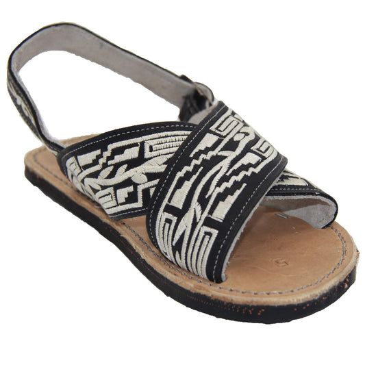 Mens Leather Embroidered Mexican Huarache Open Toe Sandal