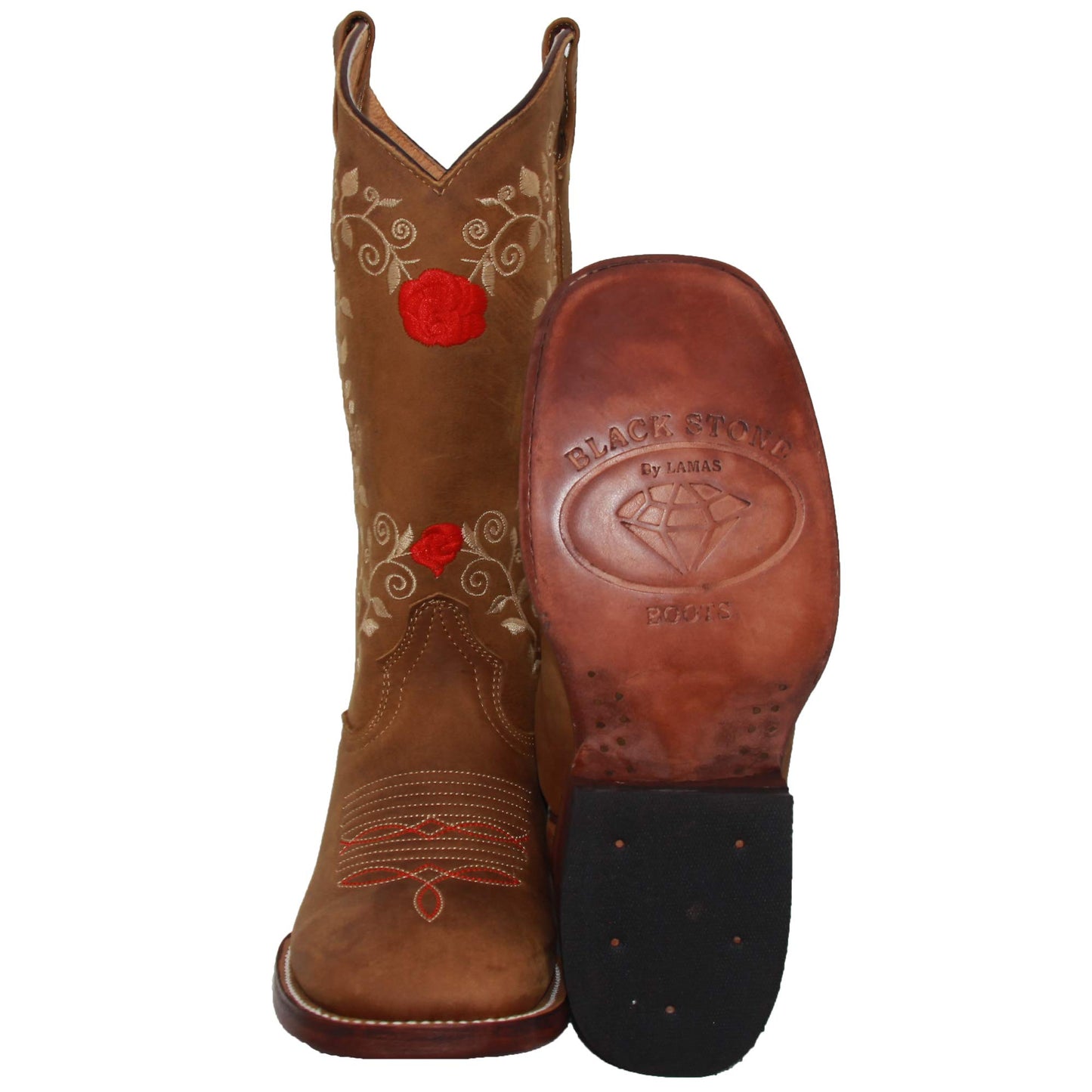 Womens Western Square Toe Leather Boots