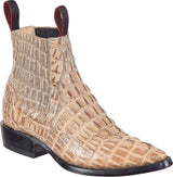 Men’s Short Ankle Crocodile Alligator Print Leather Boot