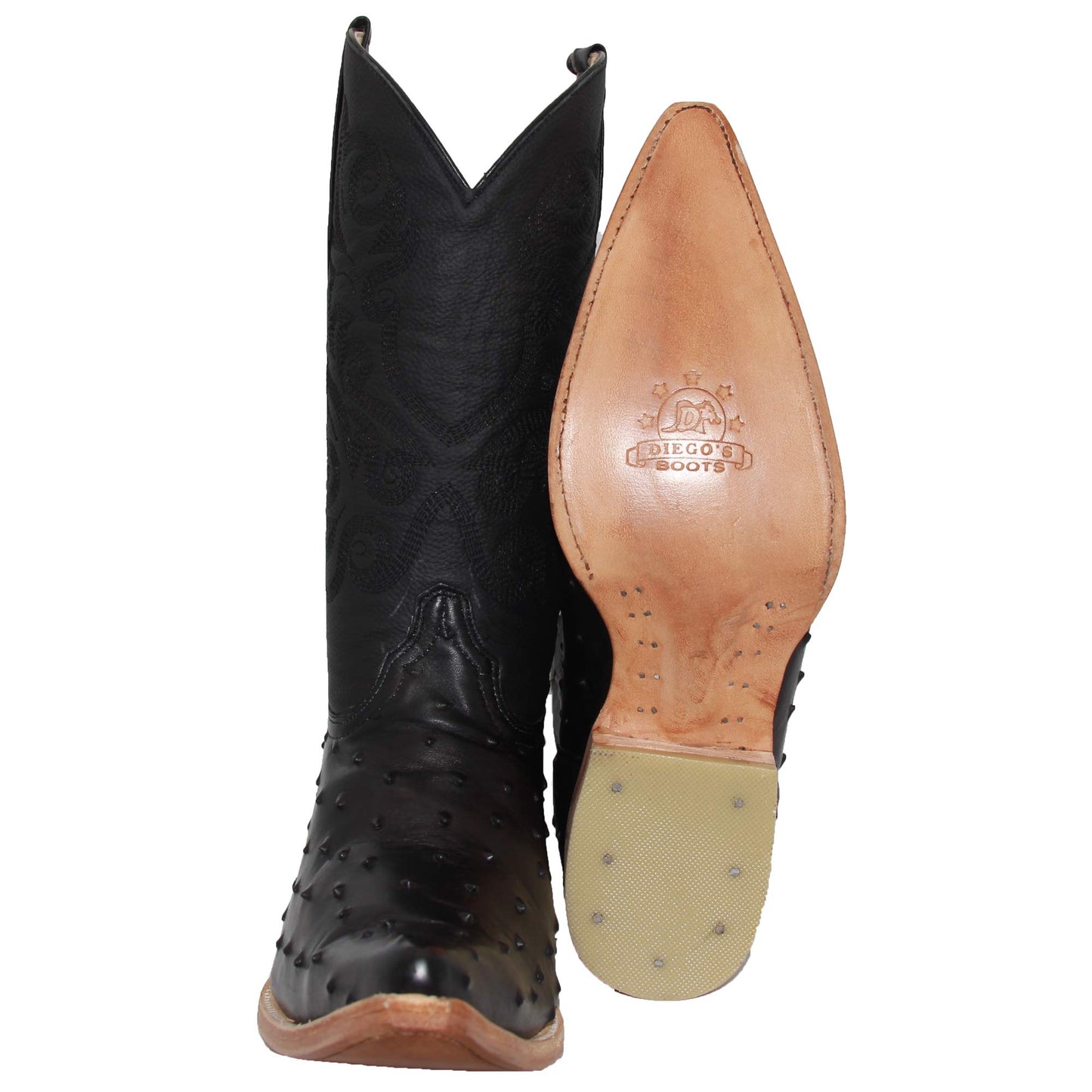 Men's Snip Toe Chihuahua Ostrich Print Cowboy Boot