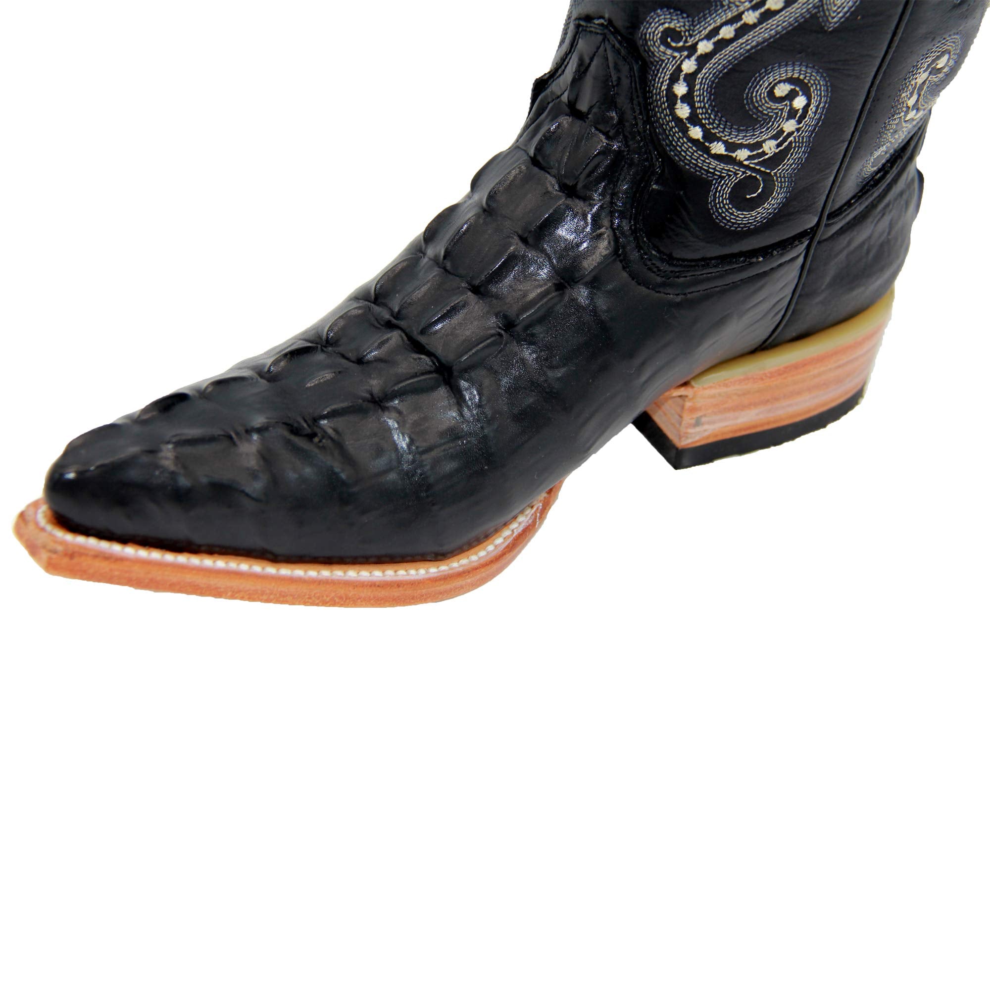 Men's Crocodile Alligator Print Leather Cowboy Western Boots Snip Toe