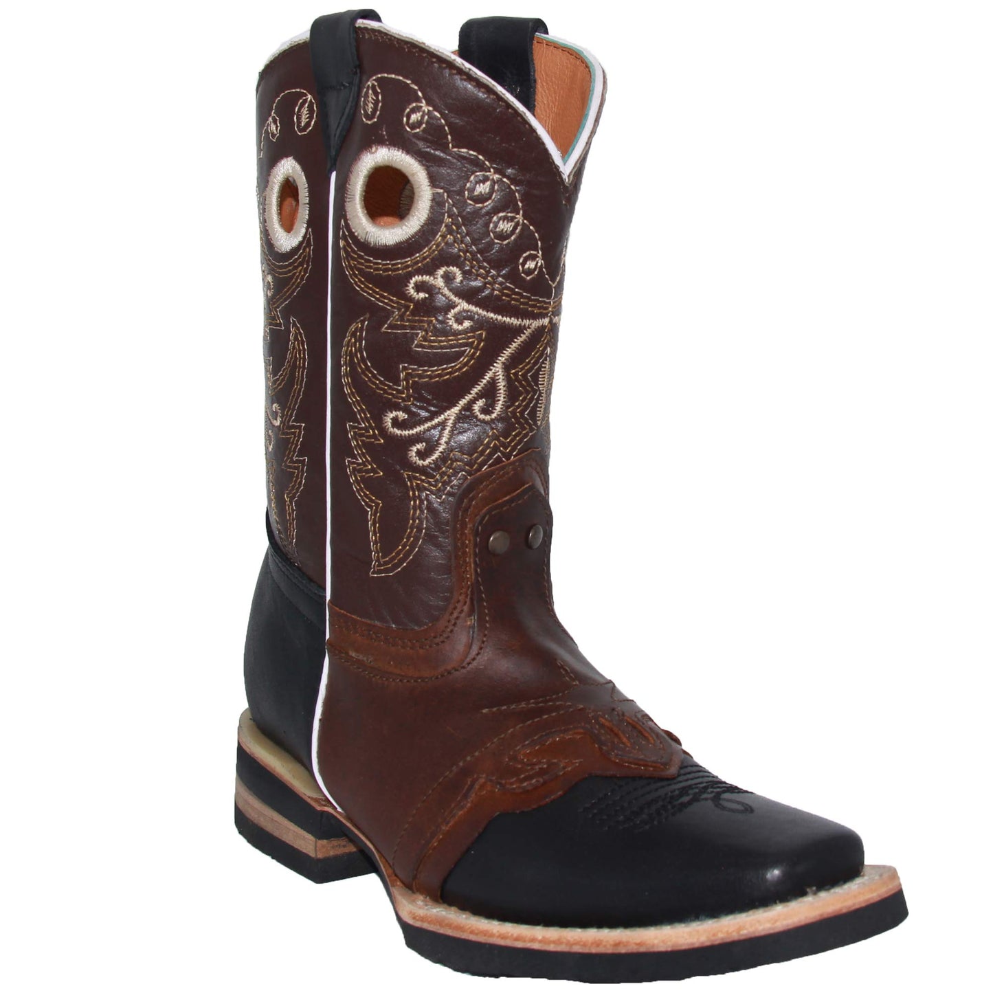 Kids Square Toe Studded Western Cowboy Boot