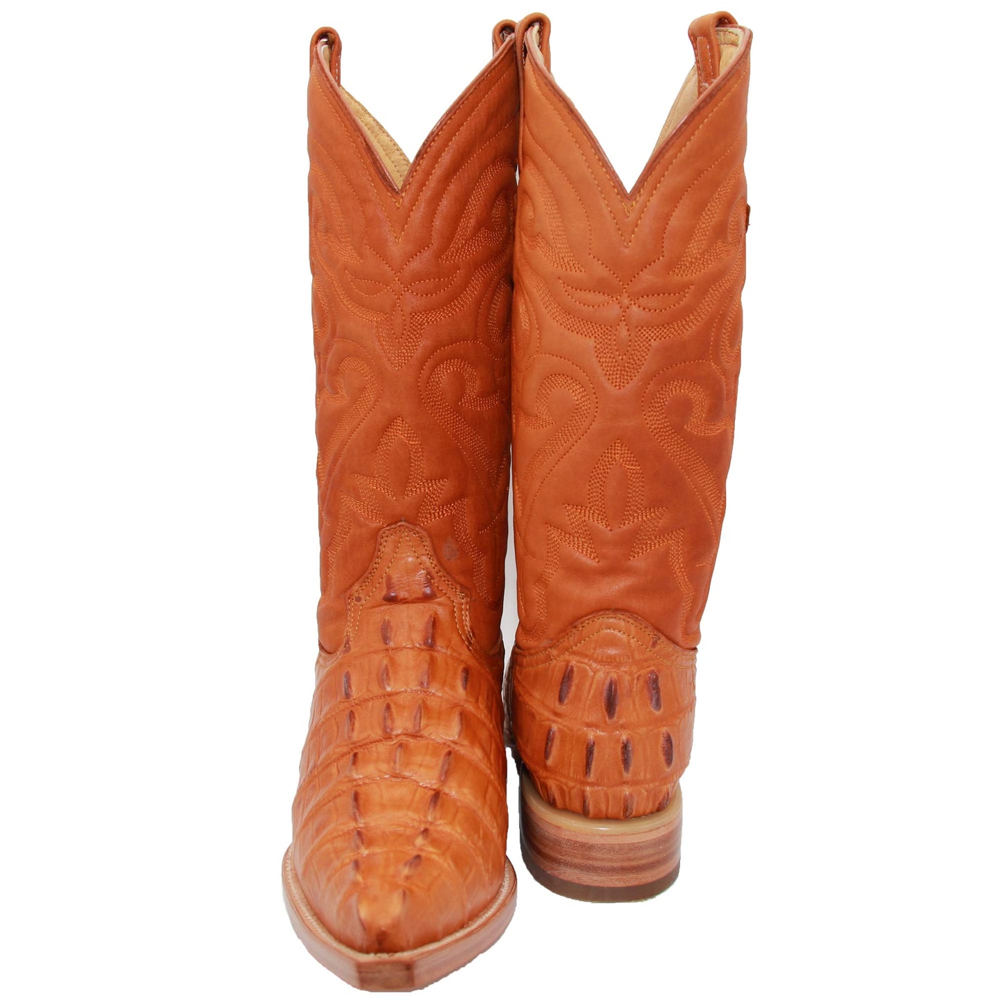 Mens Crocodile Alligator Print Leather Snip Toe Western Boots