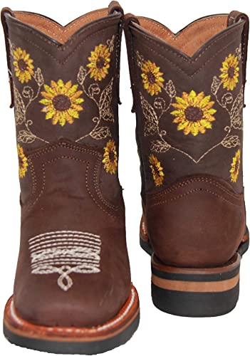 Little Girls Sunflower Embroidered Cowgirl Boot
