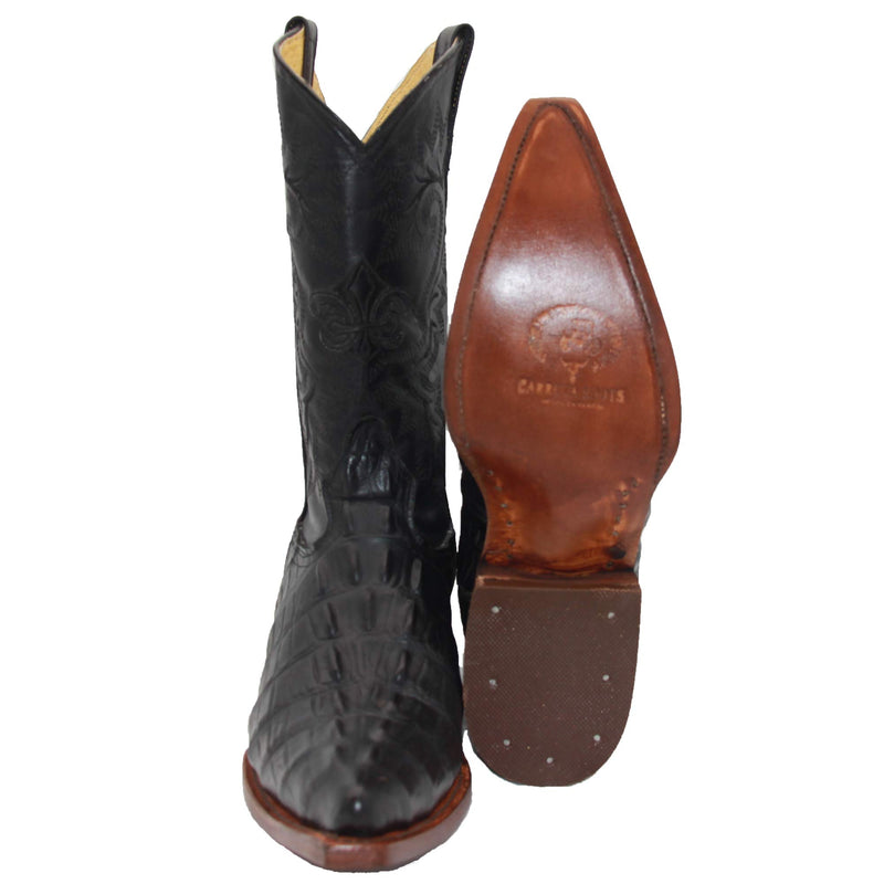 Mens Leather Crocodile Print Snip Toe Cowboy Boot
