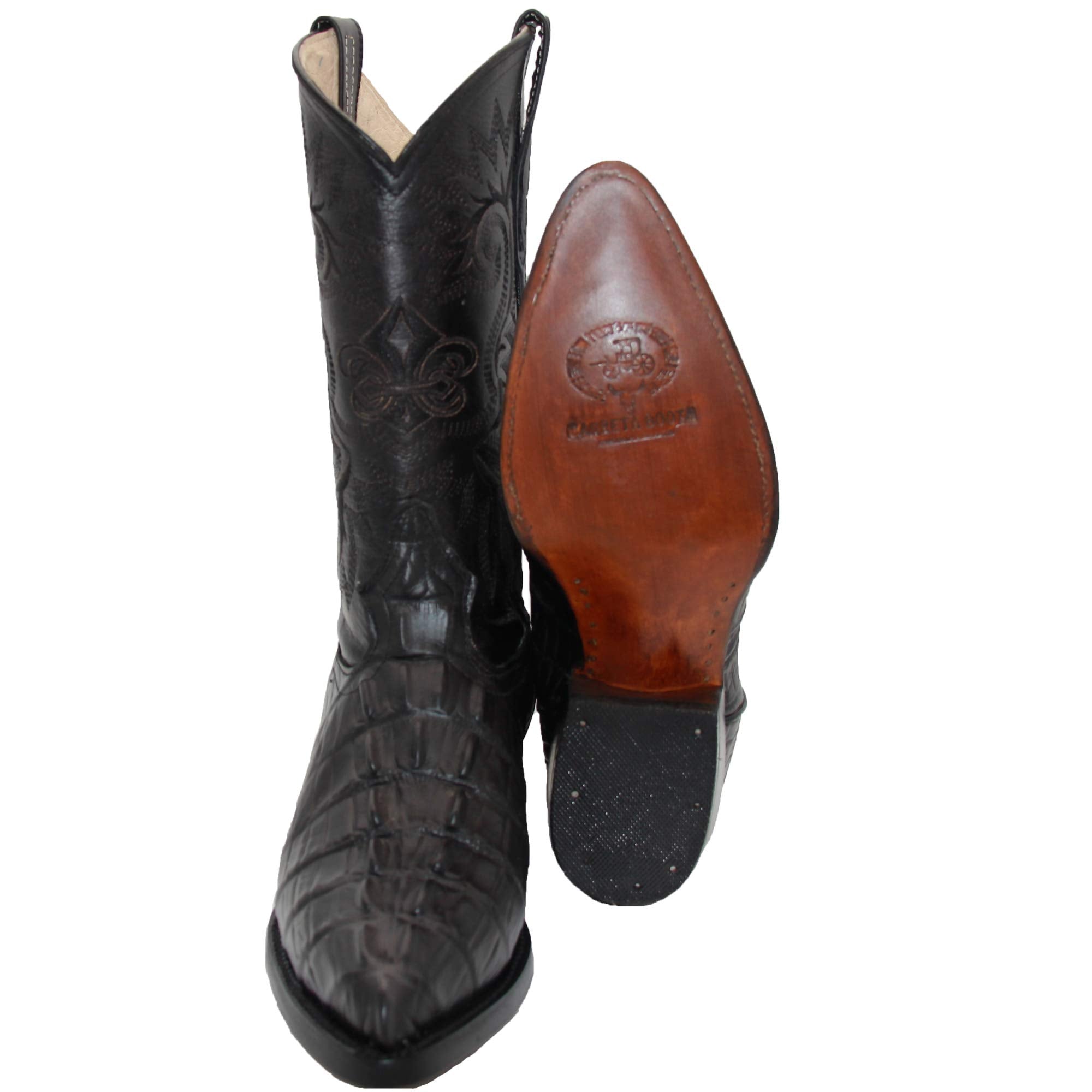 Men's Leather Crocodile Alligator Print Western Cowboy Boots