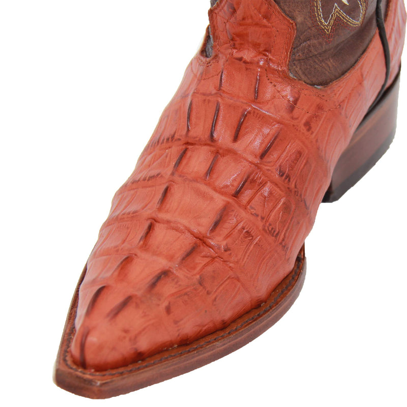 Mens Leather Crocodile Print Snip Toe Cowboy Boot