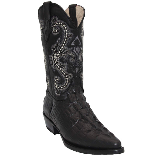 Men's Leather Crocodile Alligator Print J Toe Western Boot