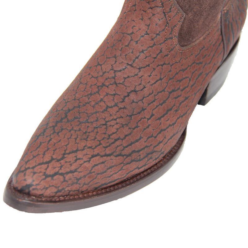 Men’s Genuine Leather J Toe Bull Neck Print Cowboy Boot