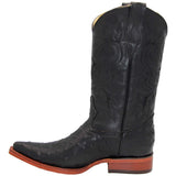 Mens Leather Ostrich Print Snip Toe Cowboy Boot