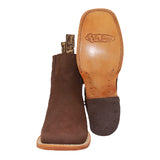 Men's Genuine Leather Square Toe Short Ankle Cowboy Boot