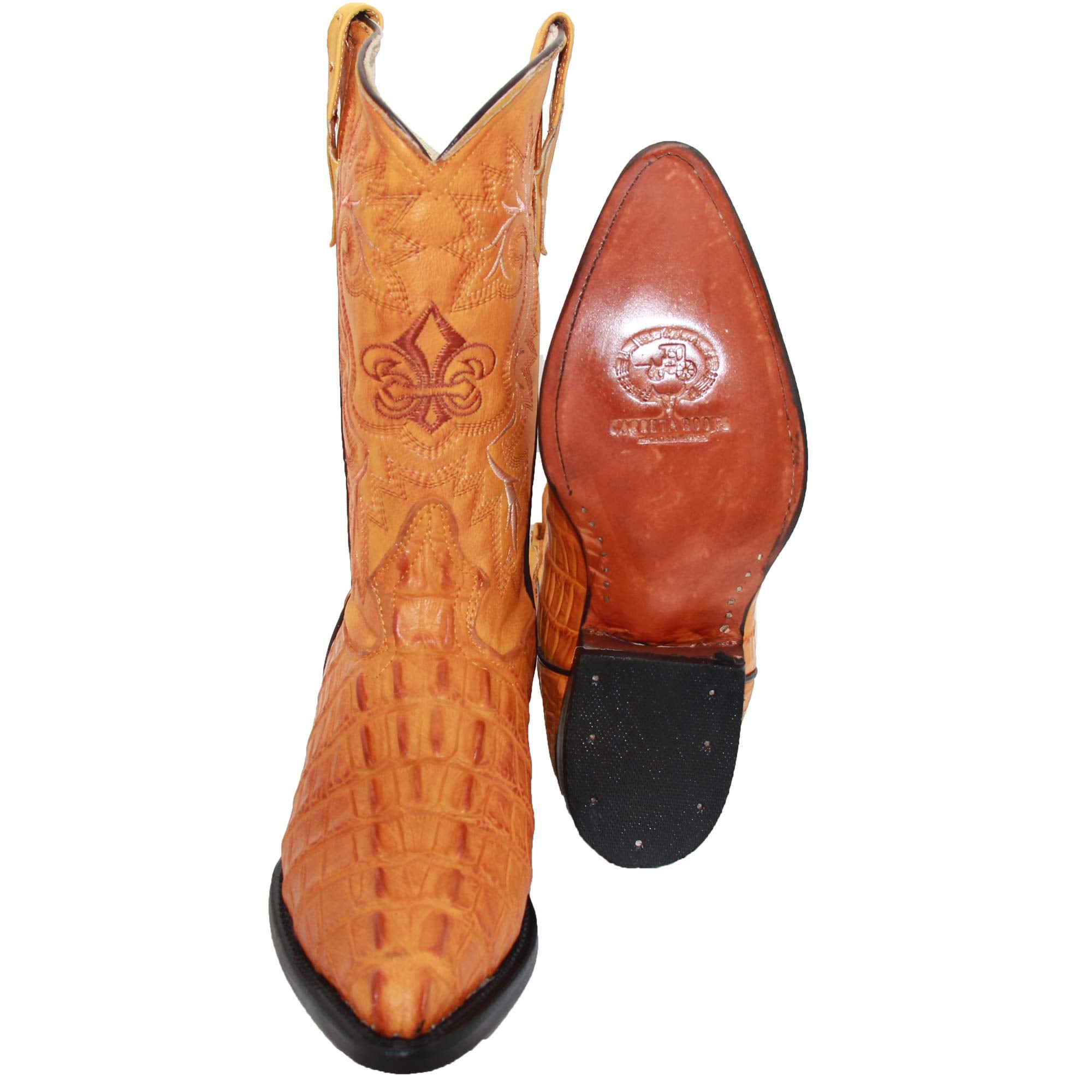 Men's Leather Crocodile Alligator Print Western Cowboy Boots
