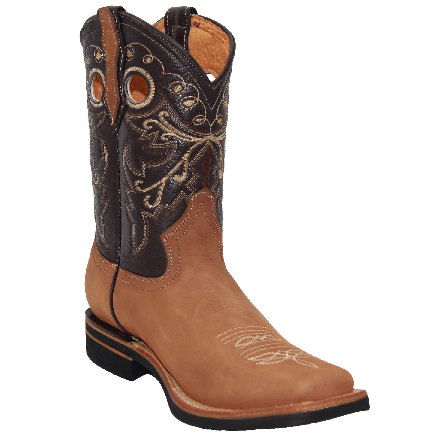 Men's Genuine Leather Western Boot Square Toe Rodeo Cowboy Boot