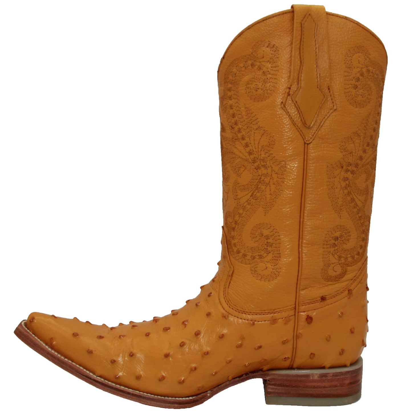 Men's Snip Toe Chihuahua Ostrich Print Cowboy Boot