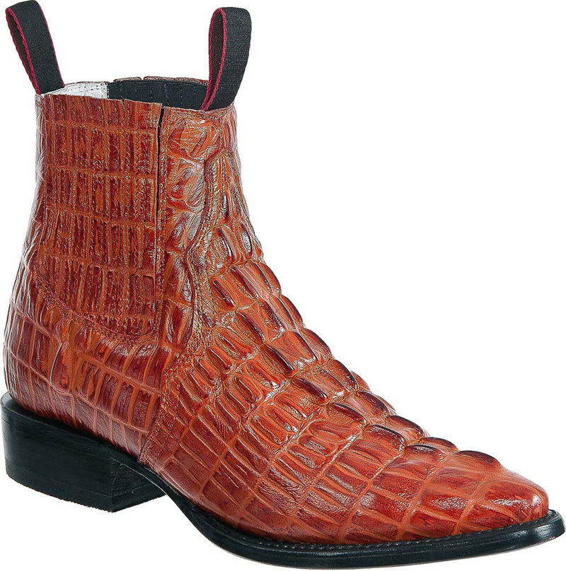 Men’s Short Ankle Crocodile Alligator Print Leather Boot