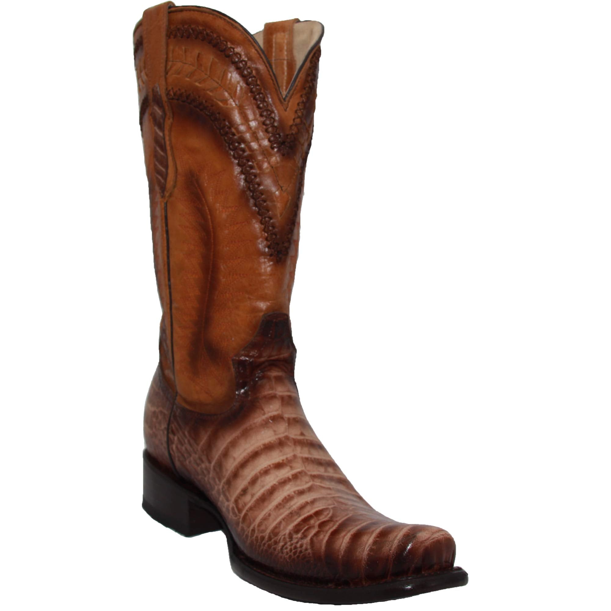 Men's Genuine Leather Caiman Crocodile Print Design Cowboy Western Boots