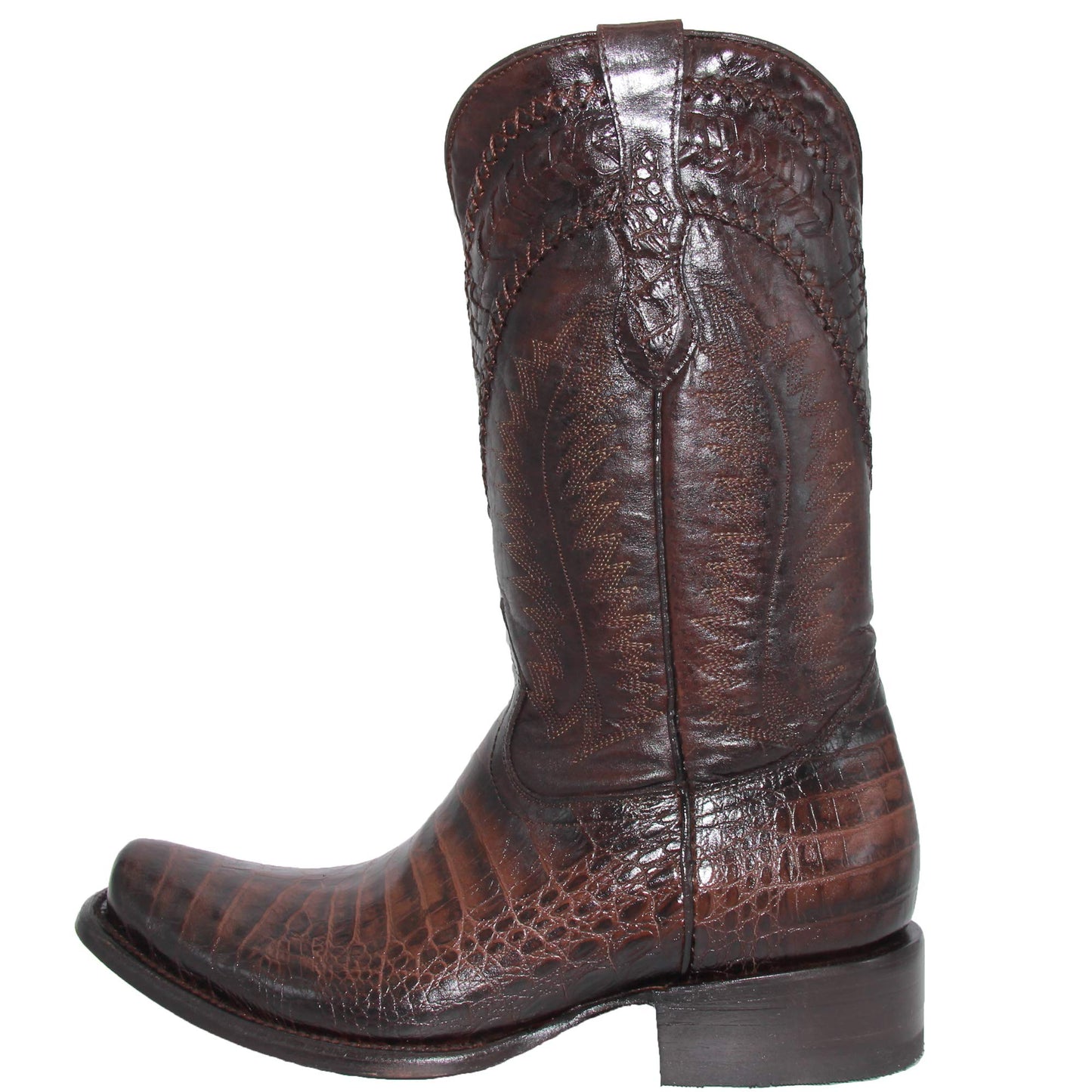 Men's Genuine Leather Caiman Crocodile Print Design Western Boots